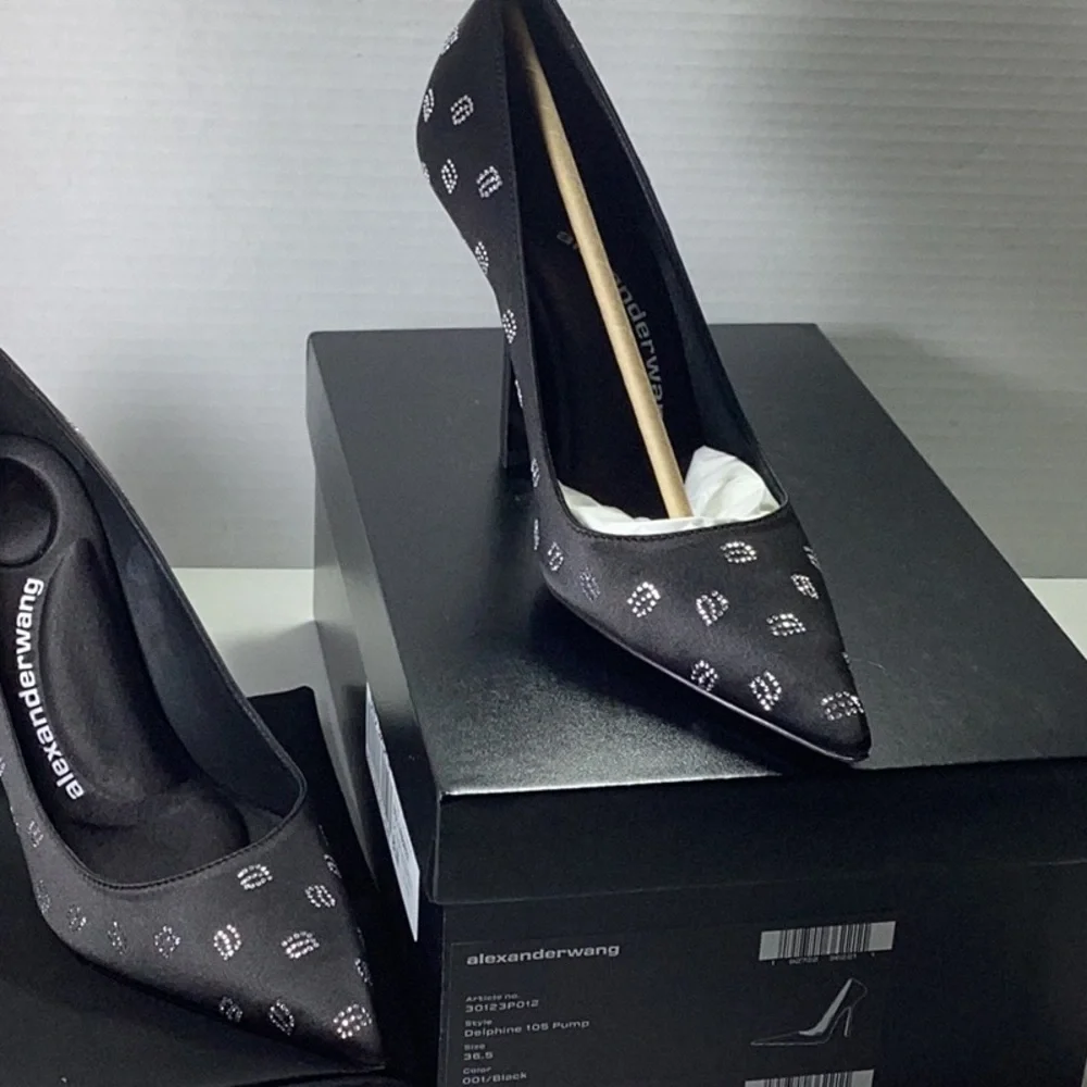 Alexander Wang Women's Delphine Crystal Logo Embellished Pumps